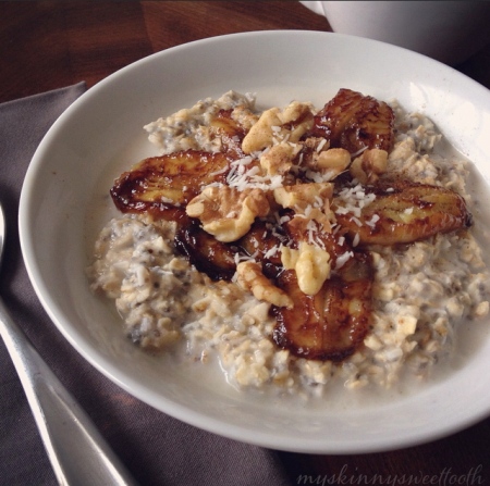 coconut oatmeal with caramelized banana | my skinny sweet tooth