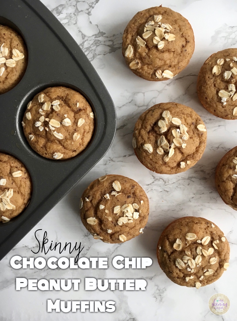 Skinny Chocolate Chip Peanut Butter Muffins | My Skinny Sweet Tooth